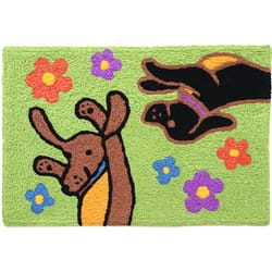 Jellybean 20 in. W X 30 in. L Multi-Color Flower Power Dogs Polyester Accent Rug