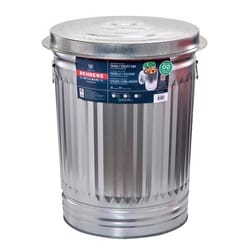 Behrens 31 gal Silver Galvanized Steel Garbage Can Lid Included Animal Proof/Animal Resistant