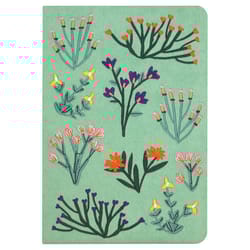 Denik 6 in. W X 8 in. L Sewn Bound Green Petite Blooms Embroidered Journal Notebook