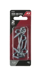 Ace Small Zinc-Plated Silver Steel 0.8175 in. L Hook and Eye 2 pk