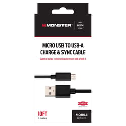 Monster Just Hook It Up USB A to Micro USB Charge and Sync Cable 10 ft. Black