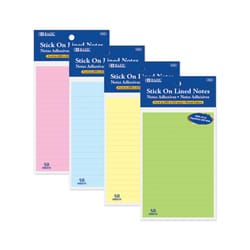 Bazic Products 6 in. W X 4 in. L Assorted Pastel Lined Sticky Notes 1 pad