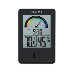 Taylor Comfort Level Hygrometer Digital Thermometer Plastic Black 3.54 in.