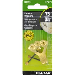 Hillman AnchorWire Brass-Plated Classic Picture Hanger 75 lb 1 pk