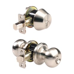 Ace Colonial Satin Nickel Deadbolt and Entry Door Knob 1-3/4 in.