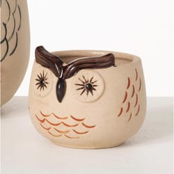 Sullivans Brown Ceramic 3 in. H X 3.25 in. L X 3.25 in. W Owl Planter