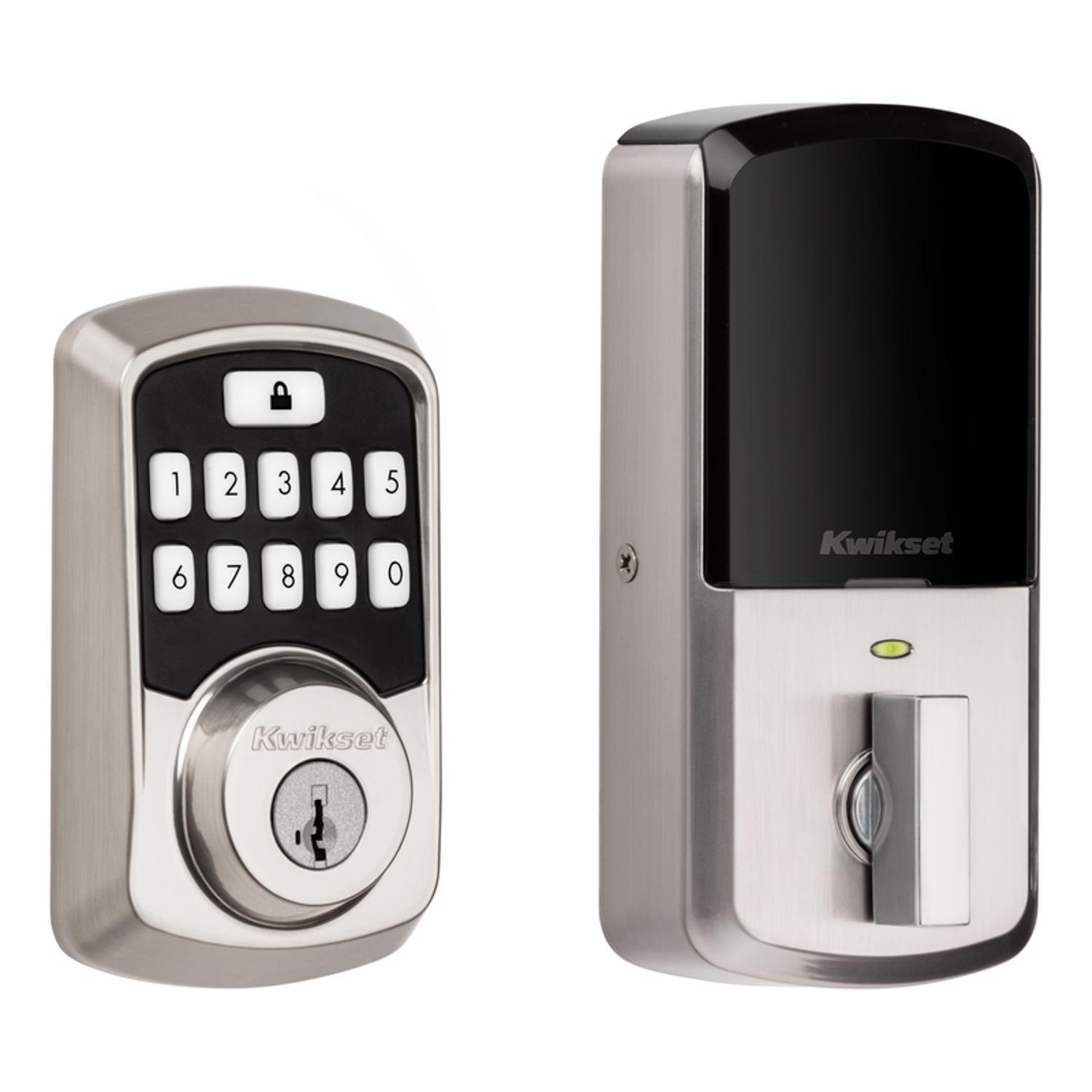 Photos - Access Control System Kwikset SmartKey Aura Satin Nickel Metal Bluetooth Keypad Entry Smart Lock 99420-001