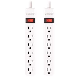 Monster Just Power It Up 2.5 ft. L 6 outlets Power Strip White