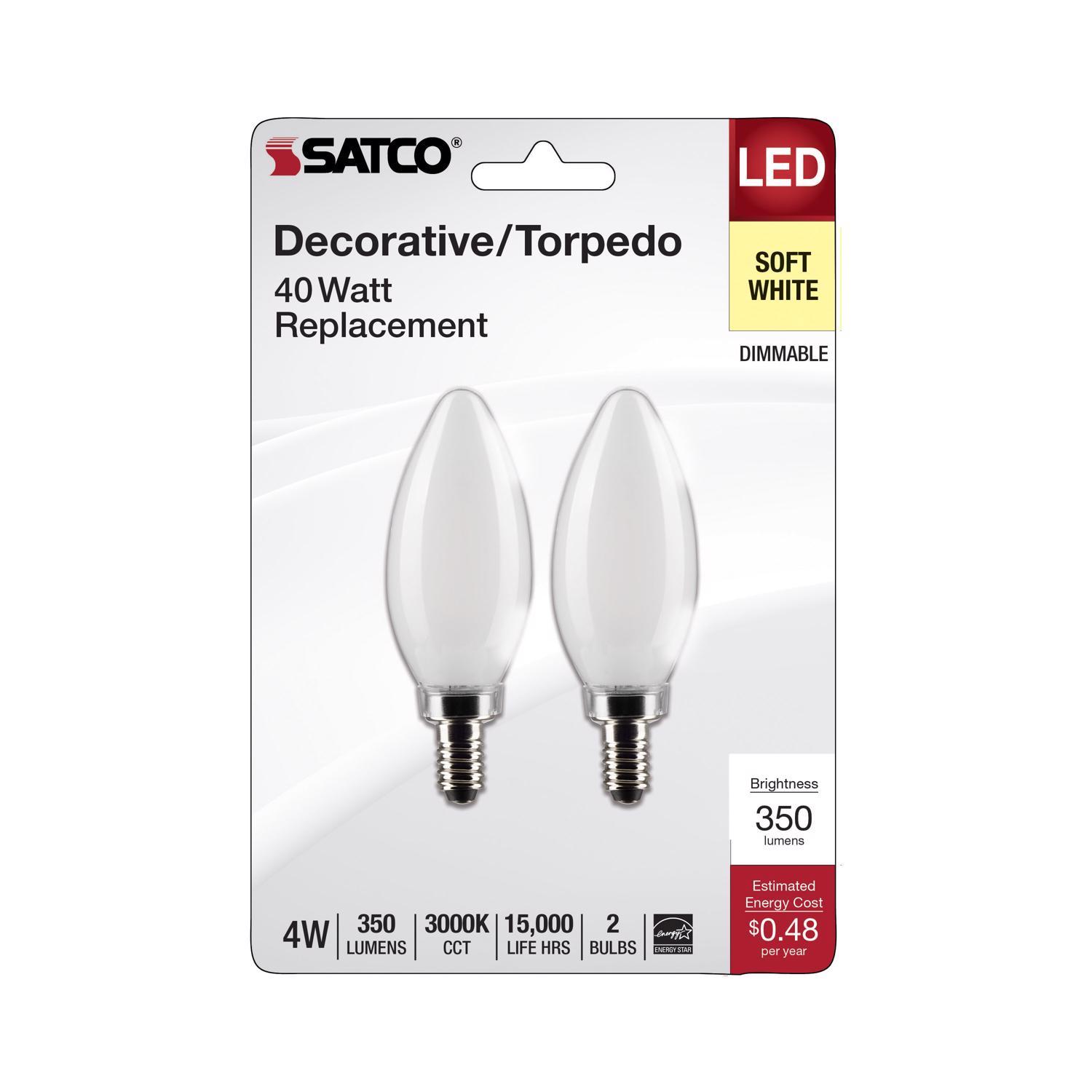 Satco B11 E12 (Candelabra) Filament LED Bulb Soft White 40 Watt ...