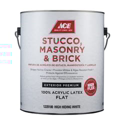 Ace Flat High-Hiding White Acrylic Latex Stucco, Masonry and Brick Paint Exterior 1 gal