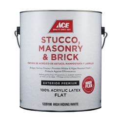 Ace Flat High-Hiding White Acrylic Latex Stucco, Masonry and Brick Paint Exterior 1 gal