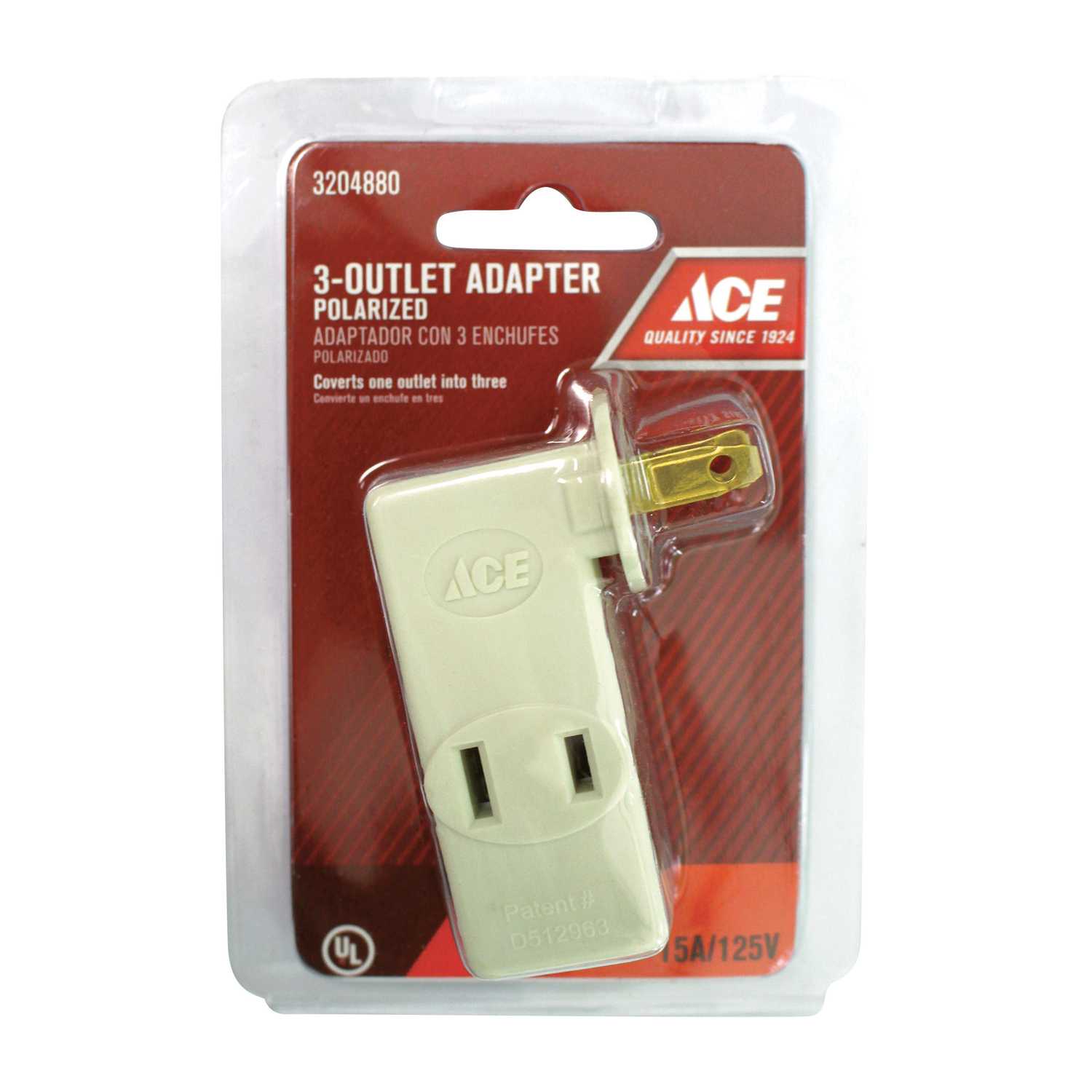 Ace Polarized 3 outlets Adapter 1 pk Ace Hardware