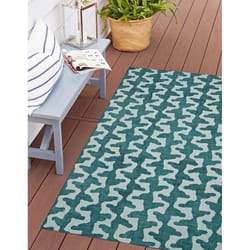 Linon Home Decor Kashey 3 ft. W X 5 ft. L Green Stripes Polyester Accent Rug