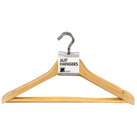 The Home Edit Thin Wood Clothing Hangers, Pack of 30, Natural