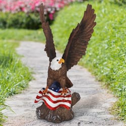 Exhart Multicolored Resin 17.5 in. H Bald Eagle with USA Flag Statue