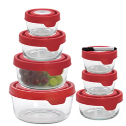 Anchor Hocking Clear an Red Food Storage Container Set 7 pk