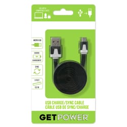 GetPower USB Charge and Sync Cable 3 ft. Black