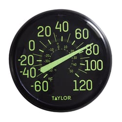 Taylor Glow in the Dark Dial Thermometer Plastic Black 13.25 in.