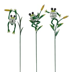 Alpine Green Metal 27 in. H Flower Insect Solar Garden Stake