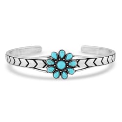 Montana Silversmiths Women's Blue Sunflower Cuff Silver/Turquoise Bracelet Brass Water Resistant One