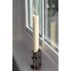 Celestial Lights Brushed Nickel no scent Scent LED REMOTE Battery Operated Taper Window Candle