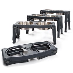 Dexas Black Stainless Steel 5 cups Double Pet Feeder For Dogs