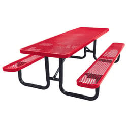 Leisure Craft Metal Red 96 in. Rectangle Picnic Table