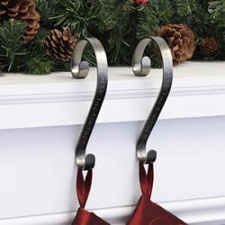 Haute Decor Pewter Scrolls - Embossed Holly Stocking Holder 6.2 in.
