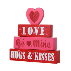 Glitzhome Valentine's Block Table Sign MDF Wood/Plastic 1 pc