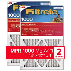 Filtrete 14 in. W X 20 in. H X 1 in. D 1000 MPR Pleated Air Filter 2 pk