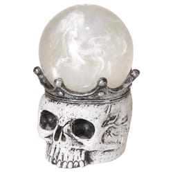 Gerson 8 in. Lighted Spinning Smoky Water Globe Skull Halloween Decor