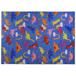Homefires 5 ft. W X 7 ft. L Multicolored Dinosaurs & Rainbows Accent Rug