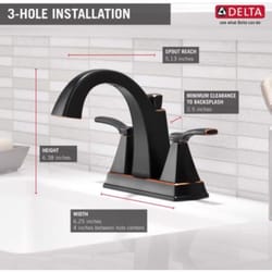 Delta Flynn Oil Rubbed Bronze Traditional Bathroom Faucet 4 in.