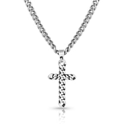 Montana Silversmiths Men's Braided Cross Silver Necklace