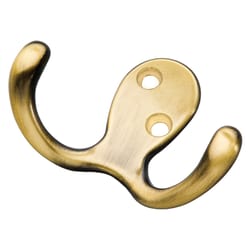 Hickory Hardware Medium Antique Brass Zinc 2 in. L Double Hook 1 pk