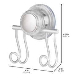 iDesign Turn-N-Lock 4.25 in. H X 2 in. W X 4 in. L Silver Suction Cup Hooks