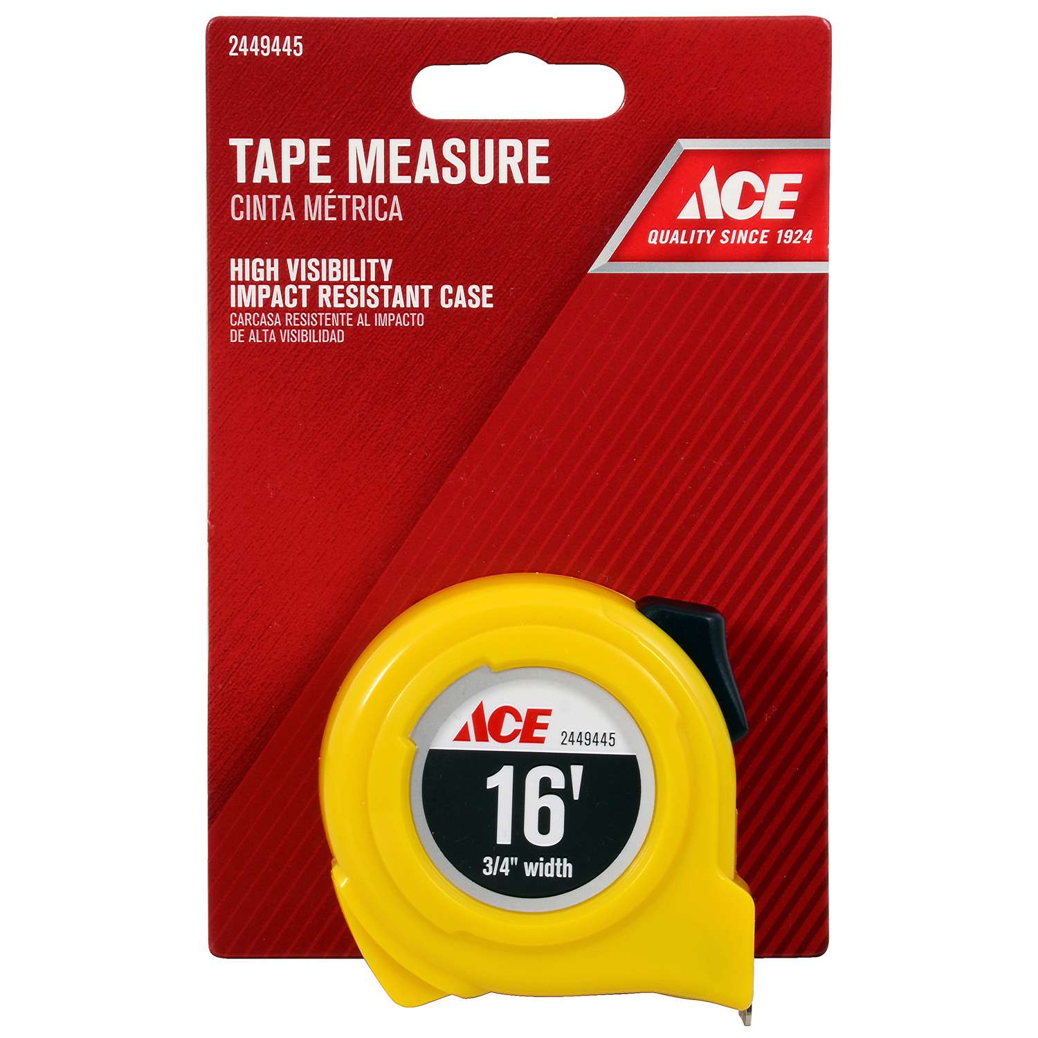 Ace 16 ft. L X 0.75 in. W High Visibility Tape Measure 1 pk Ace Hardware