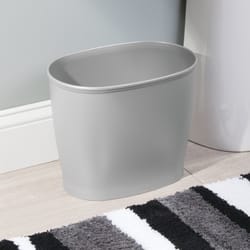 iDesign Kent Silver Plastic Oval Wastebasket