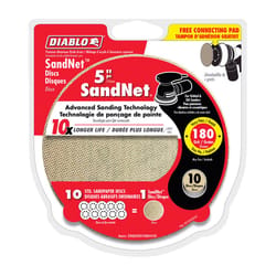 Diablo SandNet 5 in. Aluminum Oxide Hook and Lock Sanding Disc 180 Grit Very Fine 10 pk