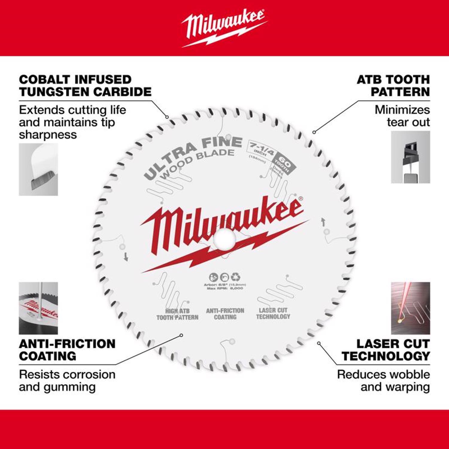 Milwaukee 7-1/4 in. D X 5/8 in. Ultra Fine Tungsten Carbide