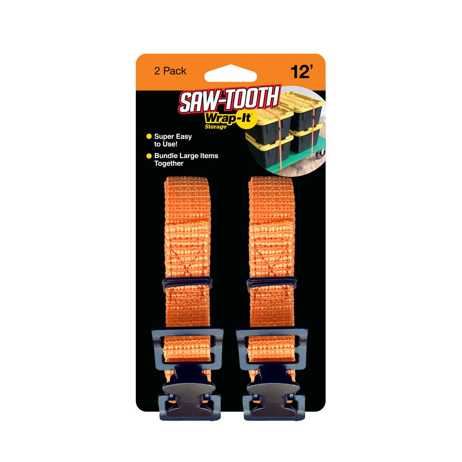 Quick and Easy to Use U... Wrap-It Storage Saw-Tooth Strap 12 ft Orange 6 Pack 