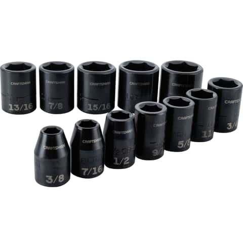 Craftsman 1/2 in. Drive SAE 6 Point Standard Impact Socket Set, 12 pc