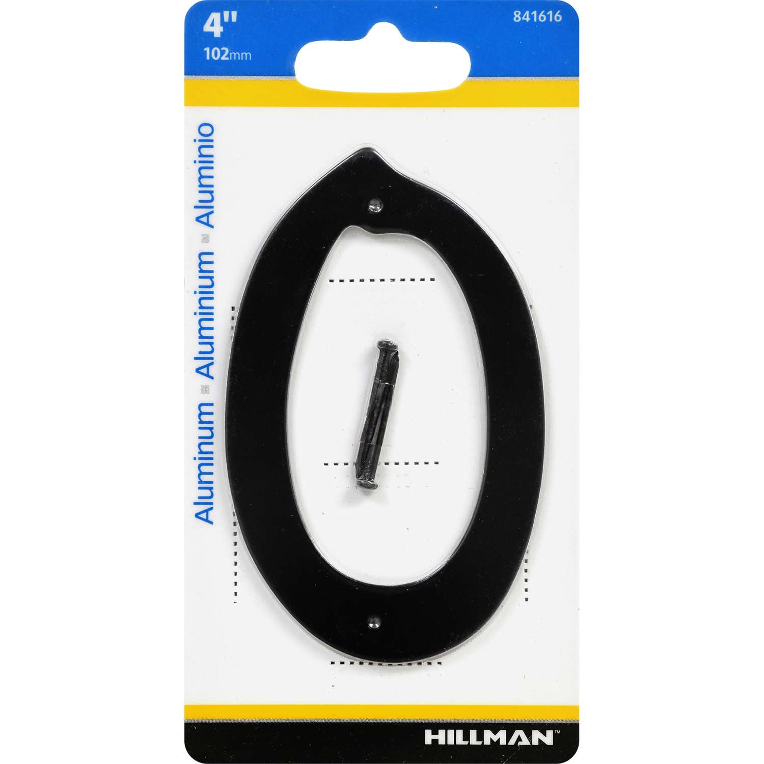 Hillman 4 in. Black Aluminum NailOn Number 0 1 pc Ace Hardware