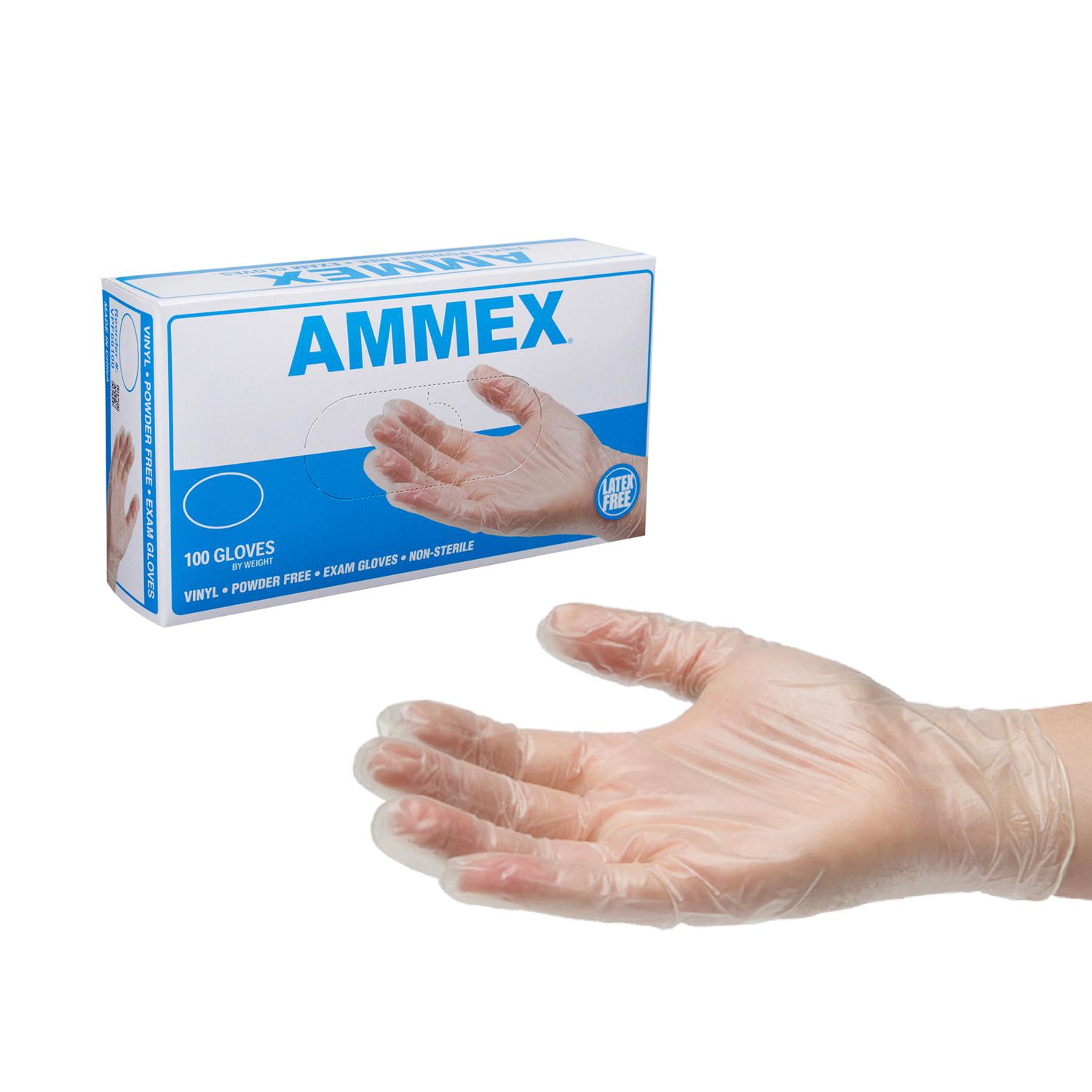 Ammex VPF Vinyl Glove, Medical Exam, Latex Free, Disposable, Powder Free, Small (Box of 100)