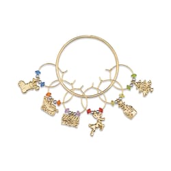 Prodyne Gold Metal Holiday Wine Charms