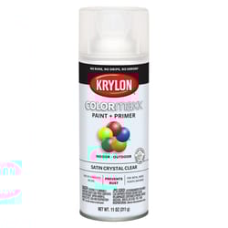 Krylon ColorMaxx Satin Crystal Clear Paint + Primer Spray Paint 12 oz