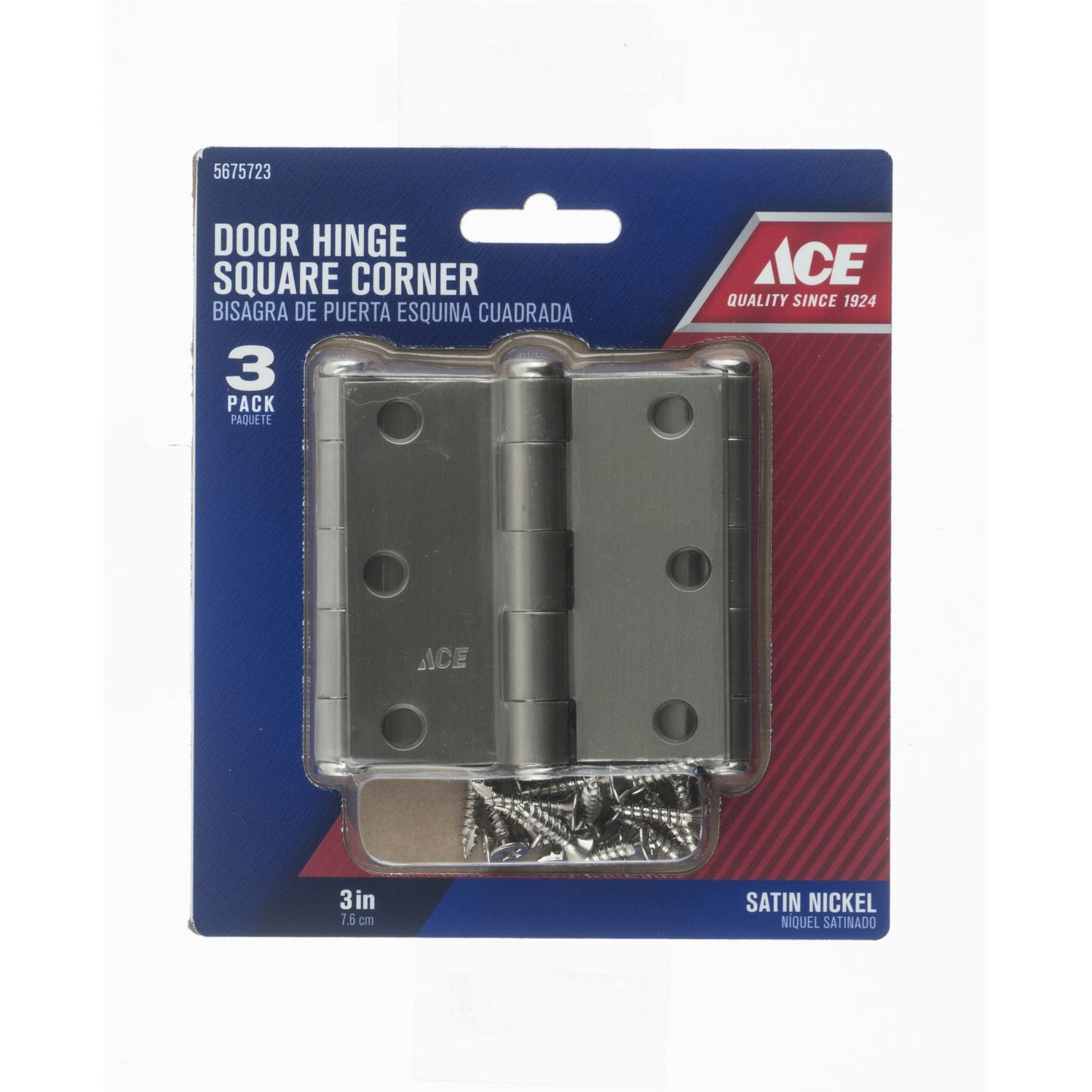 Ace 3 in. L Satin Nickel Door Hinge 3 pk - 01-3550-301 - Hardware Accessories  sku 01-3550-301