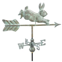 Good Directions Blue Verde Brass/Copper 25 in. Rabbit Weathervane For Garden Pole