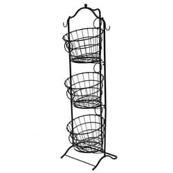 Puleo International 49.5 in. H X 13.37 in. W X 17.75 in. D Black Wire Basket With Tilted Basket