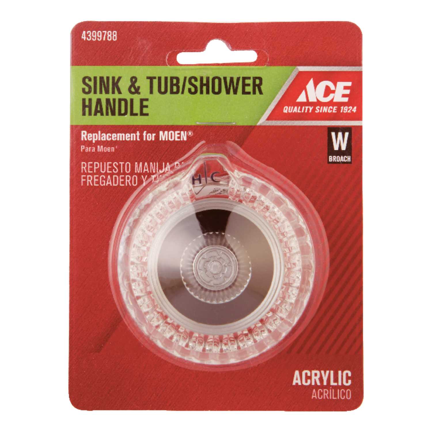 Ace Round Clear Acrylic Hot and Cold Sink and Tub/ Shower Handle For